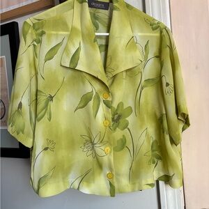 Lane Bryant Lime Green Floral Blouse